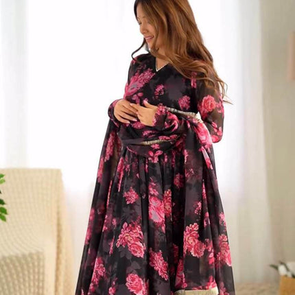 Printed Georgette Long Maxi Dress