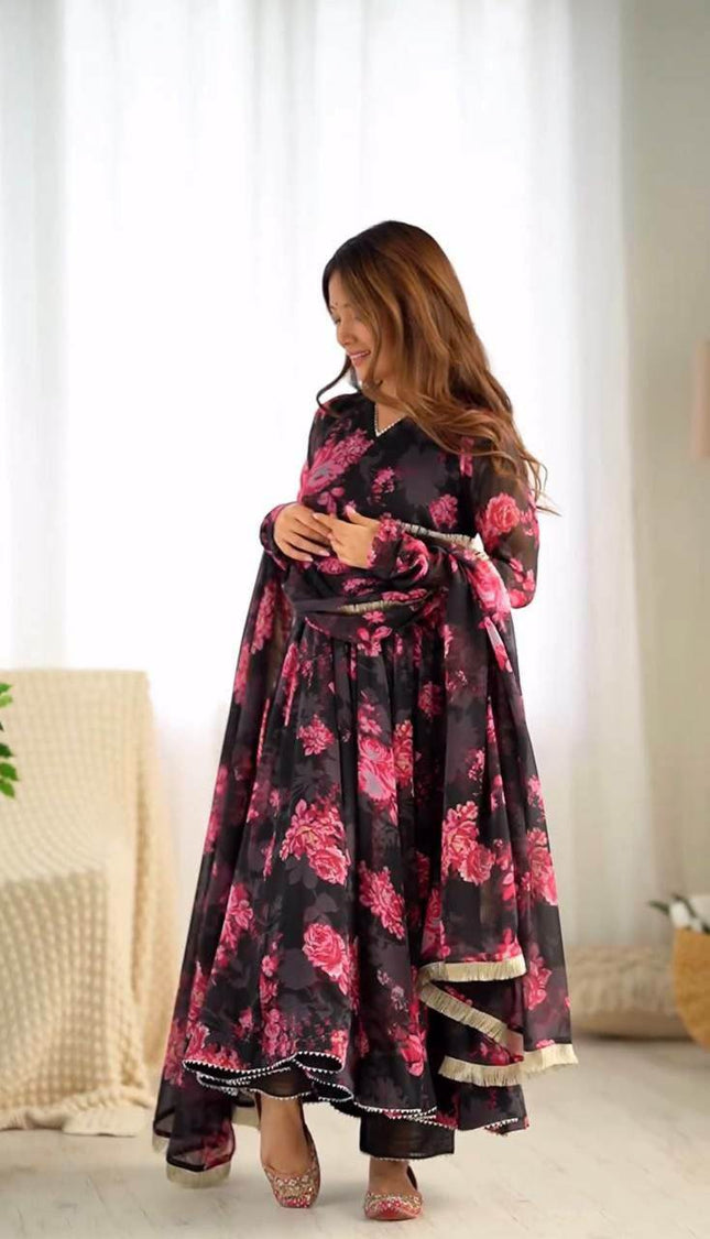 Printed Georgette Long Maxi Dress