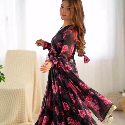 Printed Georgette Long Maxi Dress