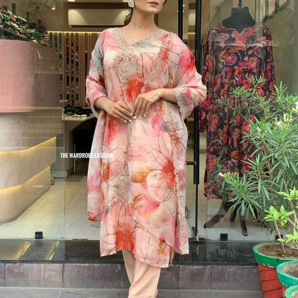Printed Festive-Wear Ready made Kurti with Pant