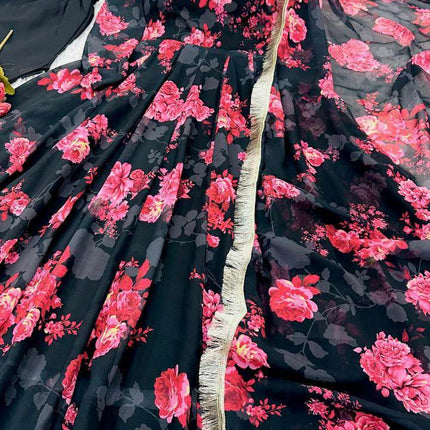 Printed Georgette Long Maxi Dress