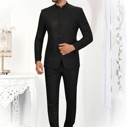 Black Rayon Jodhpuri Suit