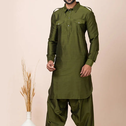 Green Viscose Pathani Set After Six Wear