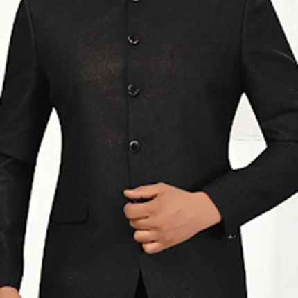Black Rayon Jodhpuri Suit