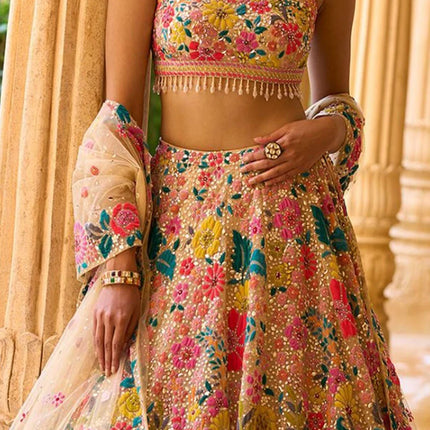 Posh Faux Georgette Embroidered Umbrella Lehenga Party Wear