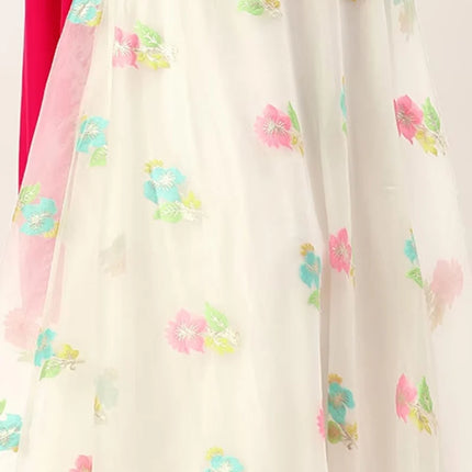 Off White Organza Jacquard Skirt Festive Wear