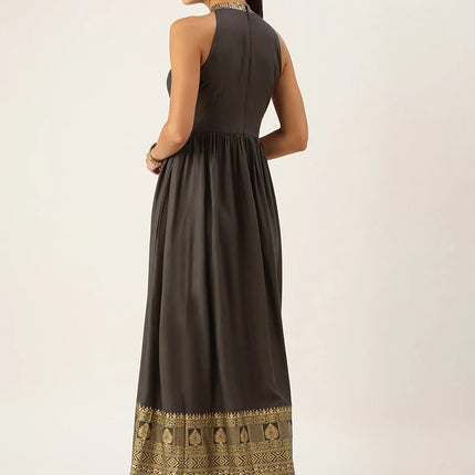 Black Rayon Ankle Length Dress After Six Wear